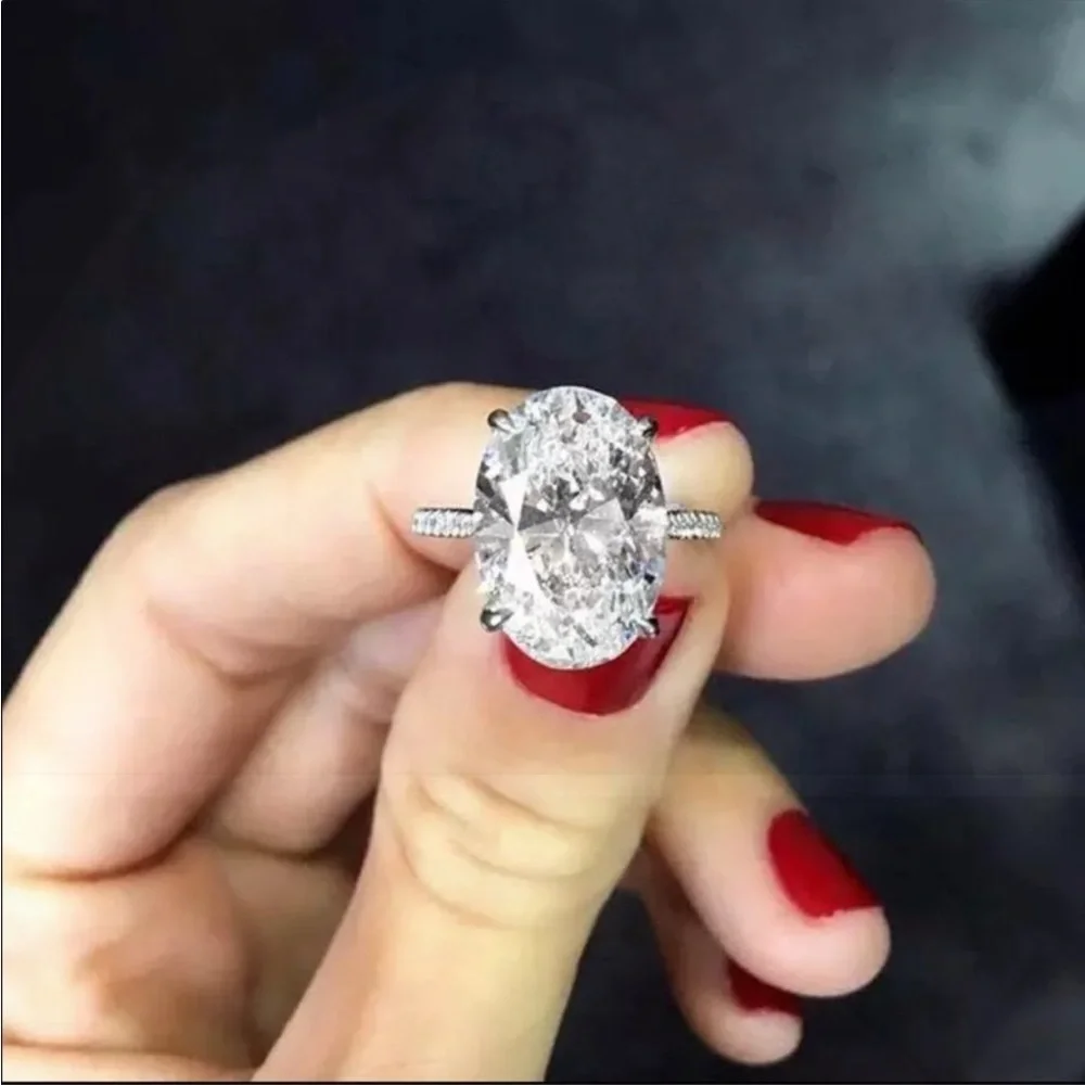 New Oval Cut 925 Silver Diamond Promise Ring - Picture 4 of 5